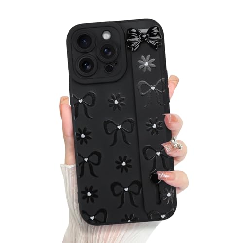 ZIYE Schutzhülle für iPhone 14 Pro Max mit Fingerschlaufe Band, Niedliche ästhetische Schleife Bownot Gänseblümchen Blumen Handyhülle für Frauen Mädchen, Langlebiges Silikon Stoßfeste Schutzhülle von ZIYE
