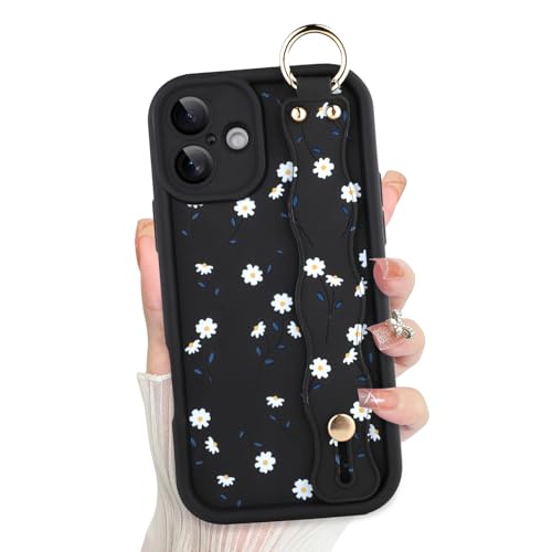 ZIYE Schutzhülle für iPhone 16, mit Fingerschlaufe, süßes Gänseblümchen, Blumenmuster, für Damen und Herren, strapazierfähiges Silikon, stoßfeste Schutzhülle, Gänseblümchen, Schwarz ZIYE Schutzhülle für iPhone 16, mit Fingerschlaufe, süßes Gänseblümchen, Blumenmuster, für Damen und Herren, strapazierfähiges Silikon, stoßfeste Schutzhülle, Gänseblümchen, Schwarz von ZIYE