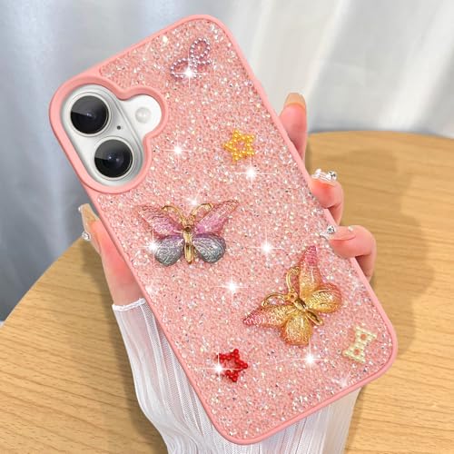 ZIYE Schutzhülle für iPhone 16 Plus, Glitzer, Diamant, glänzend, niedlich, bunt, Schmetterling, mit erhöhtem Rand, Kamera, harte Rückseite, weiches TPU, stoßfest, für Damen und Mädchen, Rosa ZIYE Schutzhülle für iPhone 16 Plus, Glitzer, Diamant, glänzend, niedlich, bunt, Schmetterling, mit erhöhtem Rand, Kamera, harte Rückseite, weiches TPU, stoßfest, für Damen und Mädchen, Rosa von ZIYE