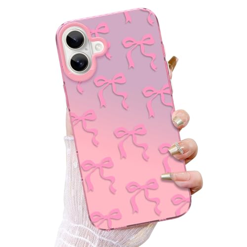 ZIYE Schutzhülle für iPhone 16 Plus, niedliches Glitzer, glänzend, rosa Schleifen-Design, für Damen und Mädchen, schlanke, stoßfeste Schutzhülle von ZIYE