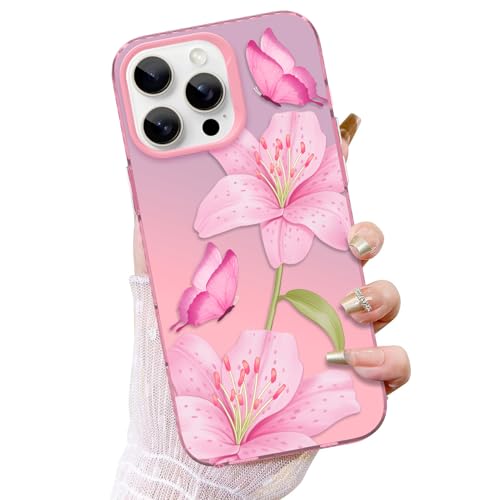 ZIYE Schutzhülle für iPhone 16 Pro Max, niedliches Glitzer, glänzend, Rosa, Lilie, Blumen, Schmetterling, für Damen und Mädchen, schlank, stoßfest, florale Schutzhülle ZIYE Schutzhülle für iPhone 16 Pro Max, niedliches Glitzer, glänzend, Rosa, Lilie, Blumen, Schmetterling, für Damen und Mädchen, schlank, stoßfest, florale Schutzhülle von ZIYE