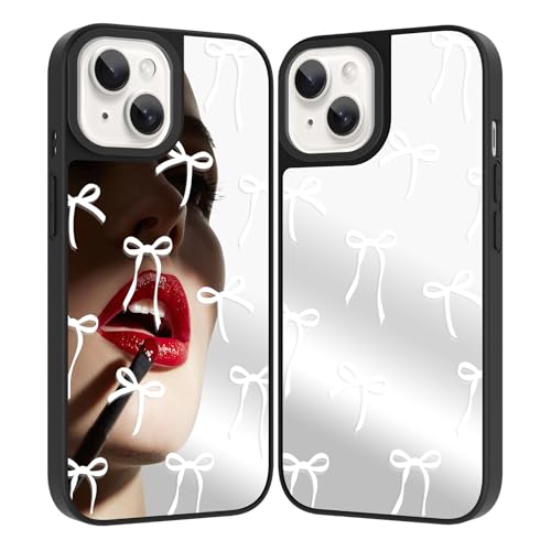 ZIYE Spiegel-Schutzhülle für iPhone 15 Plus, niedliches spiegelndes weißes Schleifenmuster, für Damen und Mädchen, schlank, stoßfest, stoßfest ZIYE Spiegel-Schutzhülle für iPhone 15 Plus, niedliches spiegelndes weißes Schleifenmuster, für Damen und Mädchen, schlank, stoßfest, stoßfest von ZIYE