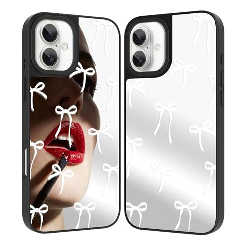 ZIYE Spiegel-Schutzhülle für iPhone 16 Plus, niedliches spiegelndes weißes Schleifenmuster, für Damen und Mädchen, schlank, stoßfest, stoßfest ZIYE Spiegel-Schutzhülle für iPhone 16 Plus, niedliches spiegelndes weißes Schleifenmuster, für Damen und Mädchen, schlank, stoßfest, stoßfest von ZIYE