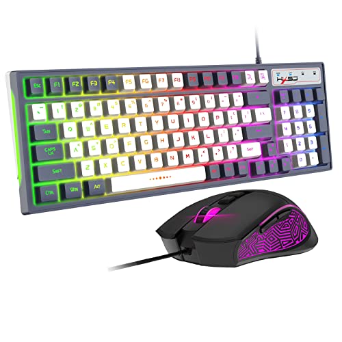 Kabelgebundene RGB-Gaming-Tastatur und -Maus, Kombination aus 96 Tasten, 26 Tasten, Anti-Ghosting, 8 Chroma-LED-Hintergrundbeleuchtung,mechanische Haptik, PC, verstellbare 3600 dpi, Gaming-Maus von ZIYOU LANG