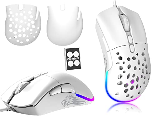 Mäuse D19 Wired Gaming Maus für Laptop, programmierbare Hintergrundbeleuchtung Maus 7 -Tasten, weiße Mausspiele, 12.000 DPI einstellbar, für Windows Mac/MacBook Pro/Air/HP/Huawei/Samsung von ZIYOU LANG
