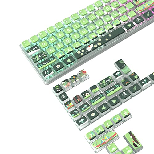 PBT Pudding Tastenkappen-Set mit 120 Tasten, ASA-Profil mit transluszierendem PC-Schicht-Farbstoff, Sub-Dschungel-Thema für 61/68/84/98/100/104 Tasten TKL Cherry MX Gateron Kailh Cross Type Switch ANSI mechanische Tastatur DIY (grün) von ZIYOU LANG