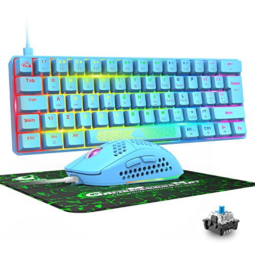 Tastatur-Maus-Set, Mechanische Tastatur, Blau Schalter Keyboard, Multimedia-Tasten, Beleuchtung Hintergrundbeleuchtung & RGB-Gaming-Maus, 6 Tasten,Einstellbare DPI,Ergonomisch,für PS4 PS5 PC Mac Xbox von ZIYOU LANG