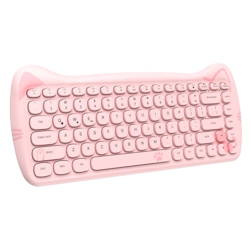 ZIYOU LANG 3060i Wireless Cute Computer Tastatur, Lovely Cat Retro Silent Slim Bluetooth Tastatur mit Retro Schreibmaschine Runde Matte Textur Keycap, Kompakte 84-Tasten, QWERTY für PC Laptop Mac-Rosa ZIYOU LANG 3060i Wireless Cute Computer Tastatur, Lovely Cat Retro Silent Slim Bluetooth Tastatur mit Retro Schreibmaschine Runde Matte Textur Keycap, Kompakte 84-Tasten, QWERTY für PC Laptop Mac-Rosa von ZIYOU LANG