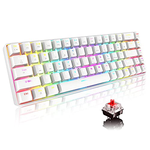 ZIYOU LANG 60% Mechanische Gaming-Tastatur Typ C Kabelgebunden 68 Tasten USB-Tastatur mit LED-Hintergrundbeleuchtung 18 Chroma-RGB-Hintergrundbeleuchtung Vollständige (Roter Schalter) von ZIYOU LANG