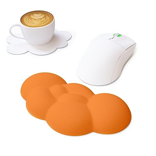 ZIYOU LANG Cloud Maus Handgelenkauflage, Ergonomische Tastatur Handgelenkauflage mit Untersetzer, Rutschfeste Unterseite, Schmerzlinderung Beim Tippen für Computer, Laptop, Maus-Orange von ZIYOU LANG