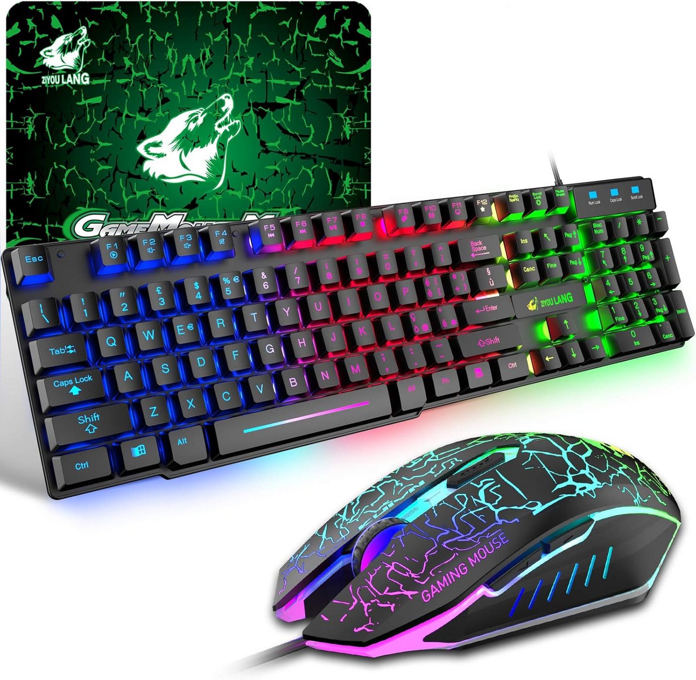 ZIYOU LANG Italienisches Layout Ergonomische mit 2400 DPI IPX5 WASSERDICHT Tastatur- und Maus-Set, Gaming Tastatur Und Maus Set, Italienisches Layout ZIYOU LANG Italienisches Layout Ergonomische mit 2400 DPI IPX5 WASSERDICHT Tastatur- und Maus-Set, Gaming Tastatur Und Maus Set, Italienisches Layout von ZIYOU LANG