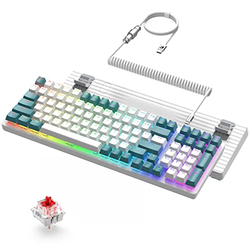 ZIYOU LANG K3 PRO Kabelgebundene Mechanische Gaming-Tastatur, RGB-Hintergrundbeleuchtung, 96% Ultrakompakte Nummernblock-Tastatur, Linearer Roter Schalter Mit Individuellem Spiral-USB-C-Kabel von ZIYOU LANG