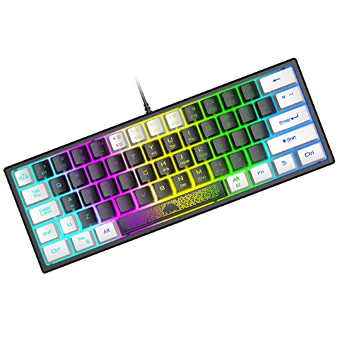 ZIYOU LANG K61 60 % kabelgebundene Gaming-Tastatur, RGB-Hintergrundbeleuchtung, ultrakompakte Mini-Tastatur, Typist, Reisen auf Geschäftsreisen (schwarz-weiß) von ZIYOU LANG
