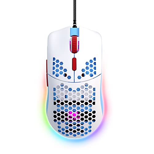 ZIYOU LANG Kabelgebundene Gaming-Maus mit Wabengehäuse, optischer Sensor 6400 dpi, 6 programmierbare Makros, Software-Unterstützung für benutzerdefinierte Tastenkonfiguration, RGB-Einstellungen für von ZIYOU LANG