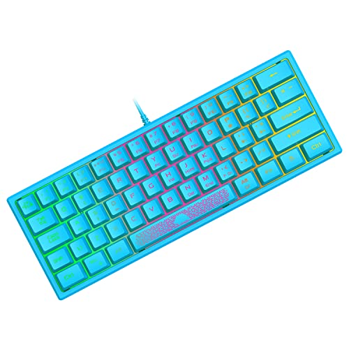 ZIYOU LANG Mini 60% Gaming-Tastatur, Membran Game Keyboard mit Halbmechanisch Tasten, Kompakt 62 Tasten, Optical RGB-Chroma-Hintergrundbeleuchtung, QWERTY Layout für PC Laptop Mac Computer-Blau von ZIYOU LANG