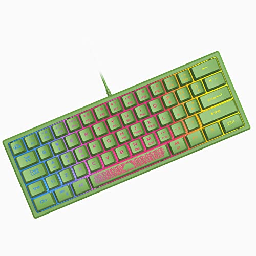 ZIYOU LANG Mini 60% Gaming-Tastatur, Membran Game Keyboard mit Halbmechanisch Tasten, Kompakt 62 Tasten, Optical RGB-Chroma-Hintergrundbeleuchtung, QWERTY Layout für PC Laptop Mac Computer-Grün von ZIYOU LANG