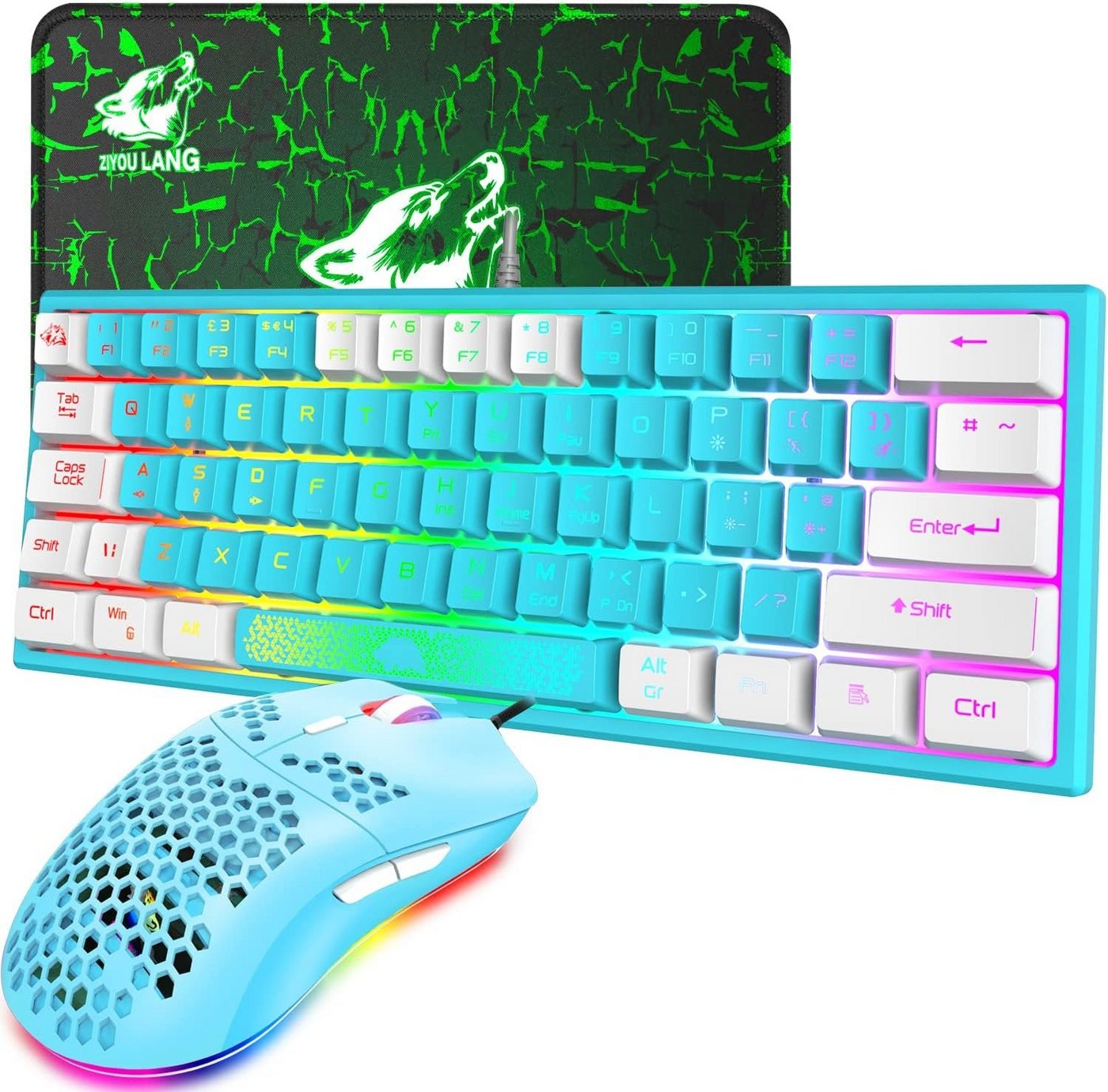 ZIYOU LANG RGB-Hintergrundbeleuchtung Tastatur- und Maus-Set, Ergonomische Design ermöglicht, Nutzung ohne Ermüdung, Anti-Ghosting von ZIYOU LANG