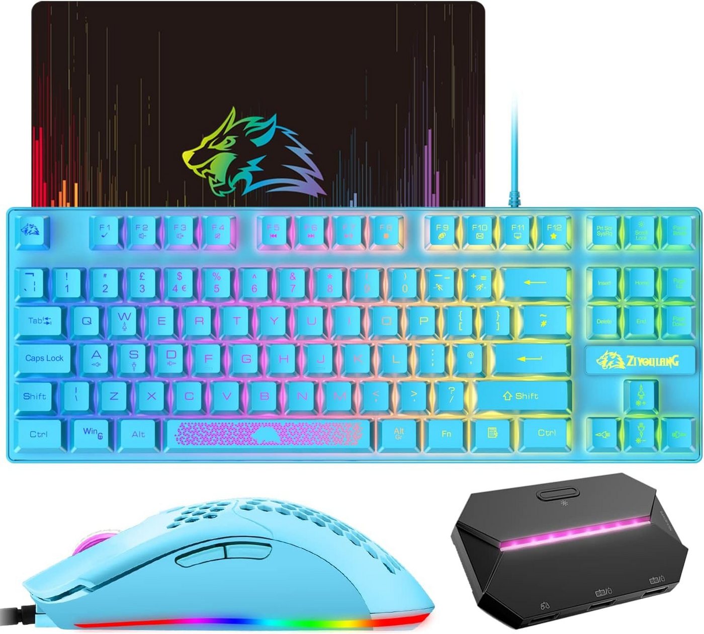 ZIYOU LANG RGB-Hintergrundbeleuchtung Tastatur- und Maus-Set, mit aufgehängten Tastenkappen.Reduziert Fingerermüdung langem Gebrauch von ZIYOU LANG