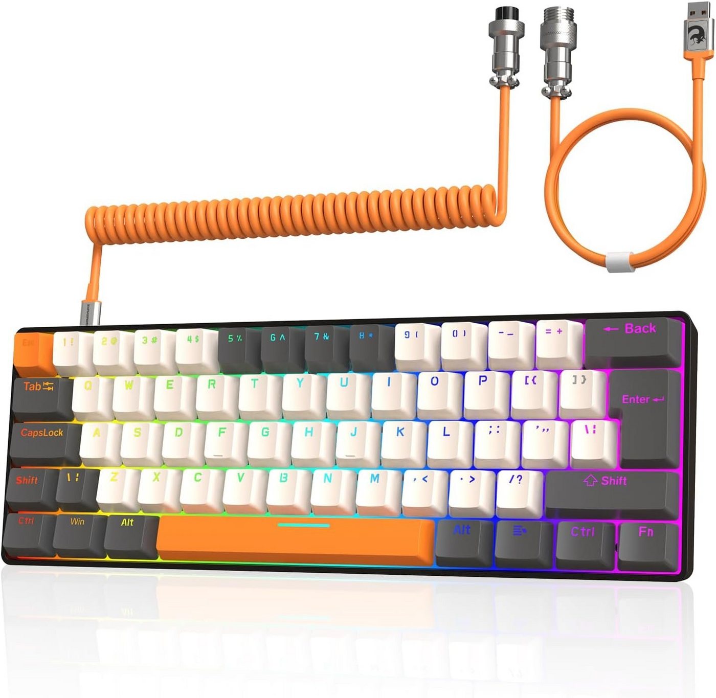 ZIYOU LANG Tastatur- und Maus-Set, USB-C Kabel T60 Pro - Kompakt 60% UK Layout(QWERTY) Mechanische von ZIYOU LANG