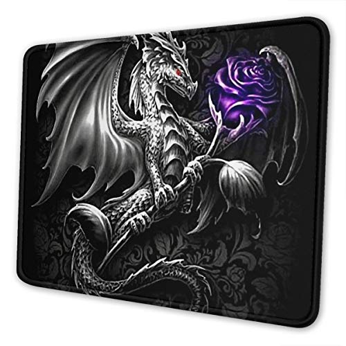 Mauspad, silberfarbener Drache, Premium-Gaming-Matte, rutschfeste Gummiunterseite, für Computer, Laptop, Büro, Schreibtischzubehör, 25,4 x 30,5 cm von ZJBLHEQ