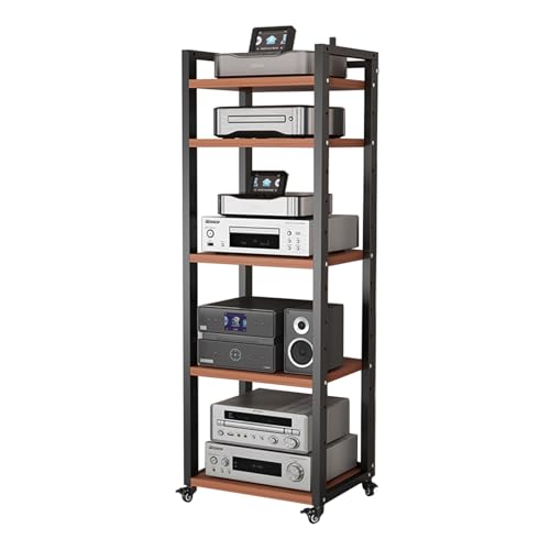 Audio Rack HiFi Regal Audio Rack Tower Stand 5 6 7 8 Tier, Av-Medienschrank Mit Höhenverstellbarem Regal Für Wohnstudio Komponenten-Aufbewahrung, Bodenbeweglicher Stereo-Schallplattenspieler (Color : von ZJKXJH