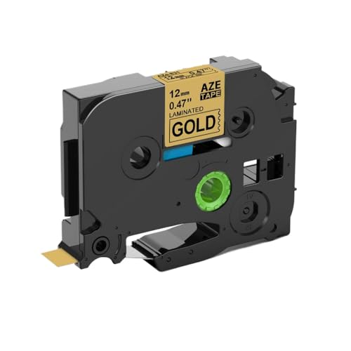 ZJNWTVUH 12mm kompatibel mit Etikettband -231 funktioniert mit Etikettdrucker PTH110 PTD600 P710BT PTD200 und ähnlichen Modellen(Black on Gold) von ZJNWTVUH