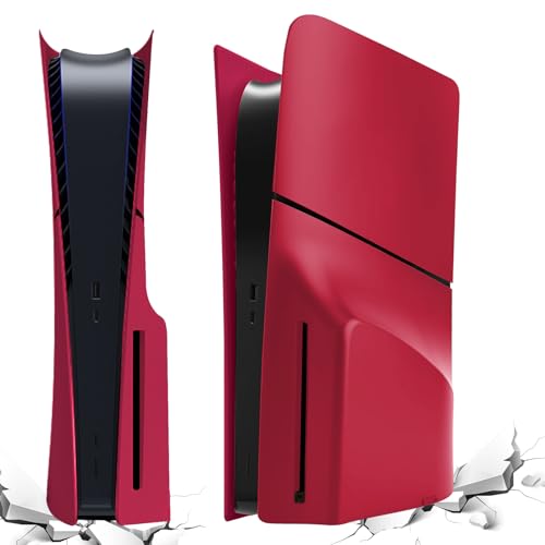 ZJRUI Für PS5 Slim Platten, Hart Stoßfest für PS5 Slim Faceplates, ABS Kratzfeste für PS5 Slim Plates Abdeckung Ersatzplatte Seitenplatten Platte for PS5 Slim Konsole Disc Edition - Rot von ZJRUI