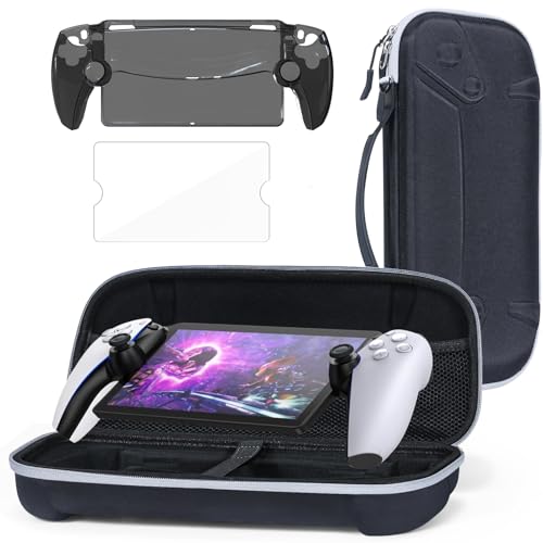 ZJRUI Premium-Tragetasche kompatibel mit PS Portal, mit Displayschutzfolie und Portal-Hartschalentasche, Reisetasche für PS5-Handheld-Spielkonsolen, stoßfest, Anti-Kollisions-Handtasche - Schwarz von ZJRUI