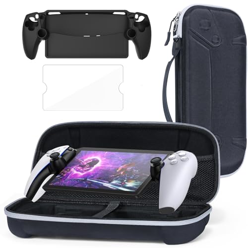 ZJRUI Premium-Tragetasche kompatibel mit PS Portal, mit Displayschutzfolie und Portal-Silikonhülle, Reisetasche für PS5-Handheld-Spielkonsolen, stoßfest, Anti-Kollisions-Handtasche - Schwarz von ZJRUI