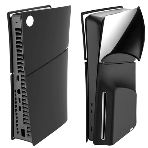 ZJRUI Silikon Hülle für PS5 Slim Konsole, Dünn Stoßfest Schutzhülle Skin Cover PS5 Slim, Anti-Kratz für PS5 Slim Skin Faceplates Anti-Staub Weiche Hülle für PS5 Slim Console Disc Version - Schwarz von ZJRUI