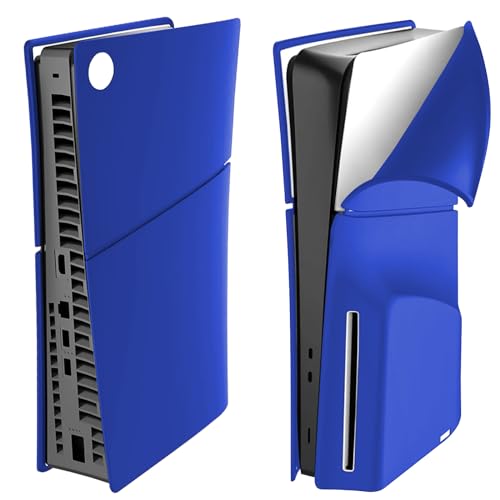 ZJRUI Silikon Hülle für PS5 Slim Konsole, Dünn Stoßfest Schutzhülle Skin Cover PS5 Slim, Anti-Kratz für PS5 Slim Skin Faceplates Anti-Staub Weiche Hülle für PS5 Slim Console Disc Version - Blau von ZJRUI