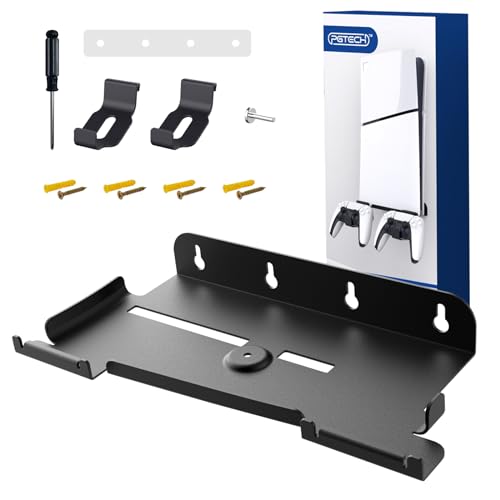 ZJRUI für PS5 Slim Wall Mount Kit, Shelf Wandhalterung Vertikaler Ständer für PS5 Slim Disc/Digital, PS5 Wandhalterung Zubehör mit Griffhalter, PS5 Wandhalterung Kit hinter dem Fernseher von ZJRUI