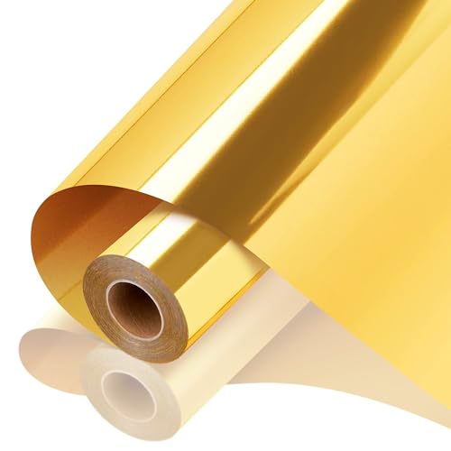 ZJTAPE Selbstklebend Vinylfolie Plotter - Chrome Gold Holografische Vinyl Rolle 30,5 x 500 cm, Glänzend Metallisch Goldfolie Plotterfolie Permanent für DIY Partydekoration, Kunsthandwerk, Kunststoff von ZJTAPE