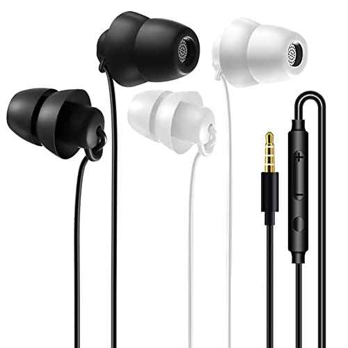 Schlaf-Ohrhörer, Silikon, Geräuschisolierung, In-Ear-Kopfhörer mit Mikrofon zum Schlafen, Schlaflosigkeit, Seitenschläfer, Schnarchen, kompatibel mit Phone, Samsung, Huawei, 2 Stück von ZJXD
