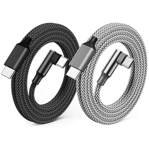 100W USB C auf USB C Kabel Winkel 2Pack 0.9M/3FT USB C Kabel 90 Grad Schnellladekabel PD USB Typ C Ladekabel Nylon Geflochten USB-C Ladegerät für iPhone 15 Pro Max Samsung Galaxy S24 iPad Pro MacBook von ZJXD