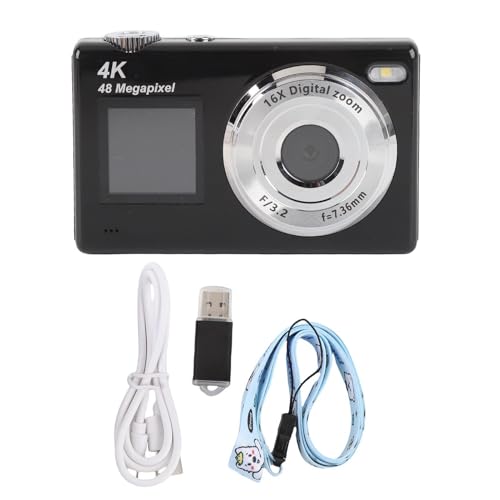 4K Digitalkamera, 48MP HD -Dual -Bildschirm 16x Digital Zoom Autofokus -Selfie -Kamera Ausreichende Leistung Erweiterte Bildschirmanzeige mit Reichhaltigen Details und Lebendigen (Black) von ZJchao