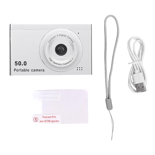 Digitalkamera Kompakt, Kleine Kamera Vorne Hinten Zwei Kameras 8X Digital Zoom Fotografie 2,4 Zoll TFT Bildschirm Leichtes Tragbares Video Unterstützen Mehrere Sprachen mit (Silbergrau) von ZJchao