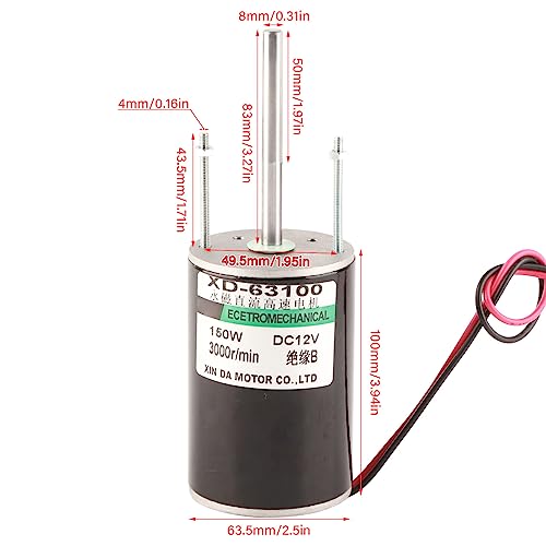 Gleichstrommotor, Elektromotor 12/24 V 150W CW/CCW -Rotation, Kupferstatator -Wicklungen Niedriger Rauschvorgang, Generatoren und Verschiedene Anwendungen (12v3000 rev) von ZJchao