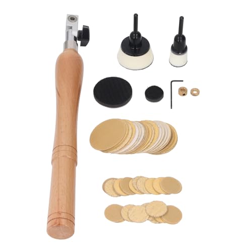 Handschalenschleifer-Set, Drehmaschinen-Schleifmaschinen-Set mit 1 Zoll und 2 Zoll Pads, 50 Schleifscheiben mit Langem Holzgriff, Verstellbarer Doppellagerkopf Zum Einfachen Handschalenschleifer-Set, Drehmaschinen-Schleifmaschinen-Set mit 1 Zoll und 2 Zoll Pads, 50 Schleifscheiben mit Langem Holzgriff, Verstellbarer Doppellagerkopf Zum Einfachen von ZJchao
