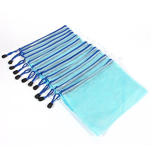 Pencil Case, 12pcs A5 Mesh Reißverschlussbeutel Dokumentordner Ordner Ordner Organizer mit Einem Zuverlässigen Reißverschluss Zum Tragen von Dokumenten, Karten, Karten, (BLUE) von ZJchao