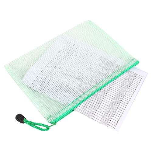 Pencil Case, 12pcs A5 Mesh Reißverschlussbeutel Dokumentordner Ordner Ordner Organizer mit Einem Zuverlässigen Reißverschluss Zum Tragen von Dokumenten, Karten, Karten, (GREEN) von ZJchao