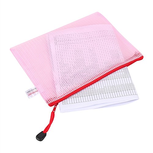 Pencil Case, 12pcs A5 Mesh Reißverschlussbeutel Dokumentordner Ordner Ordner Organizer mit Einem Zuverlässigen Reißverschluss Zum Tragen von Dokumenten, Karten, Karten, (Rot) von ZJchao