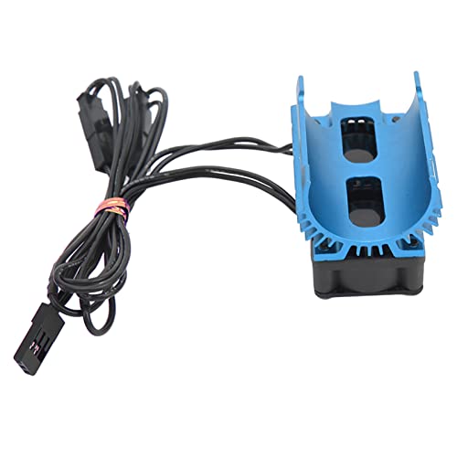 RC-Auto-Motor-Kühlkörper, Doppel Lüfter Wärme Ableitung, Einfache Installation Bürstenloser Motor Kühl Ventilator mit Alluminum-Kühlkörper für Alle 1/8 1/10 RC-Autos (BLUE) von ZJchao
