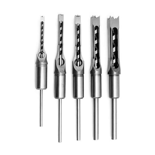 Stahlquadratbohrbohrbit, 7pcs Holzbearbeitungsloch Säge Morte-Meißelbits 1/4 Zoll, 5/16 Zoll, 3/8 Zoll, 2/5 Zoll, 1/2 Zoll, 9/16 Zoll, 5/8 Zoll für Holz, U-S-Shape-Groove-Design von ZJchao