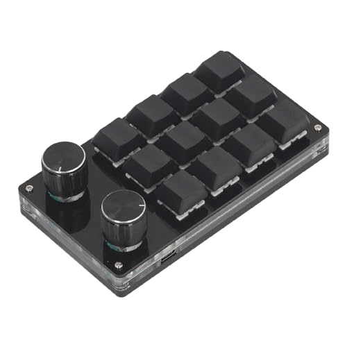 ZJchao 12-Tasten-Makrotastatur mit Knopf, Programmierbare Kabelgebundene Mechanische Gaming-Tastatur mit Rotem Schalter, ABS, Acryl, Metall, Bis zu 50 Millionen Mal, Staubdichter von ZJchao