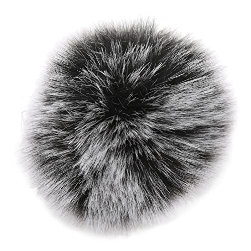ZJchao Künstliches Fell -Lappel -Mikrofon Windmuff, Lavalier Mikrofone Windschutzscheibe Künstliche Pelz Lavalier Mikrofon Windschutz Lappel Windmuffclip auf Pelziger Muff (Schwarz-Weiss) von ZJchao