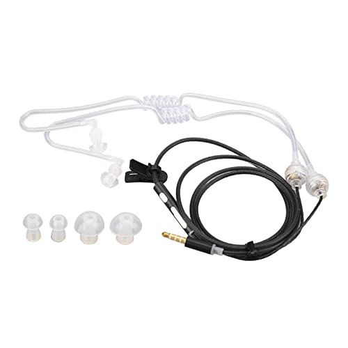 ZJchao In Ear Kopfhörer, Kopfhörer für Laptop, Kopfhörer PC, Luftschlauch Kopfhörer Luftschlauch Ohrhörer Tragbare Binaurale 3,5 mm Luftschlauch Headset Luftkopfhörer (Schwarz) von ZJchao