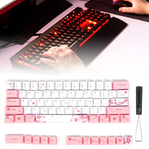 ZJchao PBT-Tastenkappen-Set für Mechanische Tastatur mit Niedlichem Muster, 73 Stück, für Kirschblüten-Design (6064 Sakura) von ZJchao