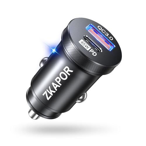 ZKAPOR 90W Zigarettenanzünder USB C 12V USB Adapter Auto PD 45W & QC3.0 kfz Ladegerät USB C Ladegerät Zigarettenanzünder Schnellladegerät Adapter für Galaxy S24/S23, Phone 15 Pro Max, Google Pixel von ZKAPOR