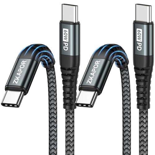 ZKAPOR USB C auf USB C Kabel [2Stück 1M+1M], 60W USB C Kabel PD 3.0 Schnellladekabel USB C auf USB C Ladekabel für iPhone 15 Pro Max, Samsung Galaxy S24/S23/S22, MacBook Pro, Pad Pro/Air, Huawei -Grau von ZKAPOR